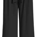 LILLUSORY Wide Leg Dress Pants Women's Paperbag High Waisted Business Casual Trousers with Removable Belt (Black, L)