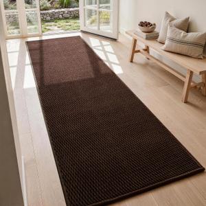 Sunfly 2x8 Runner Rug with Non Slip Rubber Backing Brown