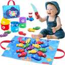 Montessori Toys for 1 Year Old, Toddler Fishing Game with Stacking Cups, Learning Educational Toys for 1 2 Year Old Boy Girl Birthday Gifts, Baby Toy 12-18 Months, Sensory Sorting Toy for Toddlers 1-3