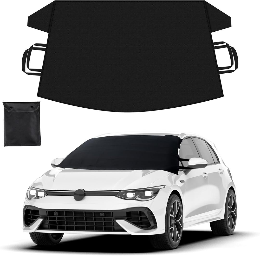 EcoNour Windshield Cover for Ice and Snow | Durable 600D Oxford Fabric | Waterproof Winter Car Cover for Compact Cars, SUV and Sedan | Essential Car Winter Accessories | Small (64" x 42")