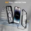 Miracase Glass Series Designed for iPhone 14 Pro Max Case 6.7 Inch, Upgrade Full-Body Magnetic Case with Built-in 9H Tempered Glass Screen Protector, with Camera Lens Protector, Magnetic Black