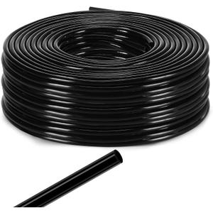 656 Feet 1/4 Inch Drip Irrigation Tubing Irrigation Hose Garden Watering Tube Line, Drip Line Watering Automatic Irrigation Equipment Set for Garden Irrigation System Flower Patio Lawn(Black)