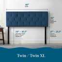 Lucid Mid-Rise Upholstered Headboard - Diamond Tufted - Padded Polyester - Adjustable Height from 34” to 46” - Easy Assembly - Bed Frame or Wall Mount - Sturdy - Cobalt - Twin / Twin XL Size