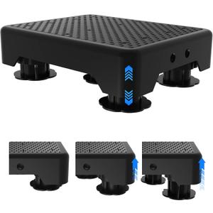 Adjustable Step Stool for Adults, Bed Step Stools, 600 LBS Capacity Safety Wide Step Platform, Indoor and Outdoor Steps for Seniors, Non-Slip Stepping Stool Elderly Assistance, Black