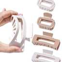 4 Pack plastic Claw Clips for Women - Flexible Non-Slip Claw Clips for Thin Thick Hair Soft Strong Hold Cloud Hair Clips (2 Large + 2 Medium) (Dark Khaki + Light Khaki)