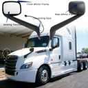Hood Mirror for FREIGHTLINER CASCADIA, Heated Hood Mirror Assembly for FREIGHTLINER CASCADIA 2018+ (Painting (Black), Left)