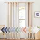 NICETOWN Sliding Door Curtains Linen Sheer Textured, Grommet Semi Sheer Keep Privacy Semi Window Drapes with Light Filtering for Living Room/Bedroom, W70 x L96, 2 Pieces, Beige