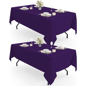 Pureegg Rectangle Table Cloth 60" x 102"  Durable Polyester Tablecloth Offers Reusable & Washable Protection, Ideal for Outdoor Party, Picnic, Wedding, Banquet and Birthday, 2 Pack, Purple