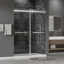 56"-60" W x 75" H Frameless Shower Door, Double Sliding Shower Door,5/16"(8mm) Clear Tempered Glass,Silent Soft-Close Design,Brushed Nickel