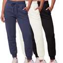 Real Essentials 3 Pack: Women's Ultra-Soft & Warm Fleece Joggers Sweatpants with Pocket (Available in Plus Size), 3X
