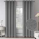 108 Inches Extra Long Linen 100% Blackout Curtains for Bedroom - Dove Grey Energy Saving Thermal Insulated Burlap Textured Curtain Drapes for Country Villa (Set of 2 Panels,W 52 x L 108 Inch Length)