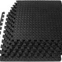 ProsourceFit Exercise Puzzle Mat -inch, EVA Interlocking Foam Floor Tiles for Home Gym, Workout Equipment, Kids Play Areas, Black, 24 SQ FT - 6 Tiles