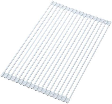 Anti-Rust Roll-Up Dish Drying Rack -No Occupying Space Easily Store Heat Resistant Foldable Dish Drying Shelf - Fit for Stainless Steel Sink