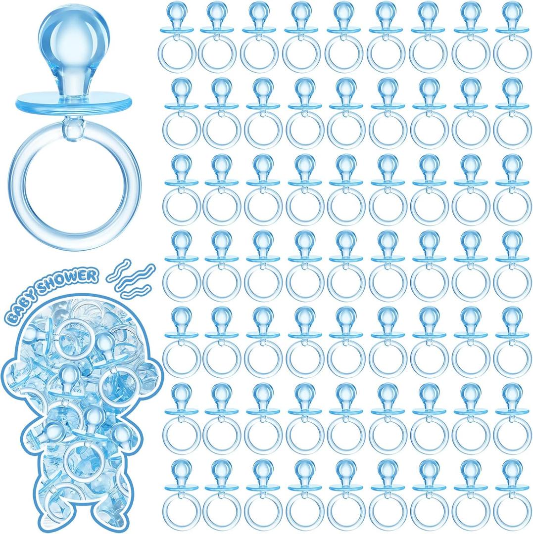 Coume 100 Pcs 2.5 Inch Baby Shower Pacifiers Acrylic Mini Baby Pacifiers Gifts Gender Reveal Party Favors for Gender Neutral Game Birthday Supplies(Blue)