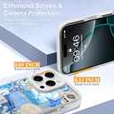 Magnetic for iPhone 16 Pro Case [Compatible with MagSafe] Seashell Ocean Blue Whale Retro Collage Design, Clear Slim Shockproof Phone Cover for Women Men