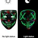 2 x Led Light Up Scary Mask El Wire Mask for Halloween 3 Lighting Modes for Aldult Teens (One Size, Green)