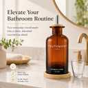 Mouthwash Dispenser for Bathroom, 12 OZ Refillable Glass Mouthwash Bottle with Cup and Bamboo Tray, Decorative Mouth Wash Dispenser Set for Bathroom (Amber)