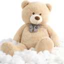 Toys Studio 47 Inch Big Teddy Bear Giant Teddy Bear Stuffed Animal 4ft Light Brown Plush Toy for Baby Shower Party Decorations Kids Christmas Mother's Day Valentines Gifts