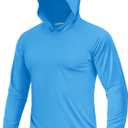 Boladeci Men's UPF 50+ Sun Protection Lightweight Hoodie Shirts Long Sleeve Fishing Shirt SPF UV Hiking Swim (X-Large, Azure)