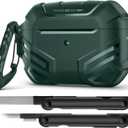 MOBOSI for AirPods Pro 2 Case with Lock, Compatible with AirPod 2nd Gen Cover [Fit for MagSafe], Military Grade Hard Shell for iPods Pro2 with Cleaner Kit & Keychain for Men(2023), Green