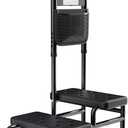 Step Stool with Handle for Adults- Step Stools for Seniors with Adjustable Handrail, Non-Skid Platform, Elderly, Foot Stool, Bed Steps for High Beds for Adults (2 Step Stool)