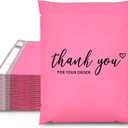 JinRuiKJ Thank You Poly Mailer 19x24 Inch 50 PCS, Shipping Bags for Clothing, Packaging Bags for Small Business, Strong Adhensive, Waterproof and Tear-Resistant Mailing Envelopes, Pink