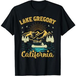 Summer Vacation Retro Mountain California Gregory Lake Men Women Kids T-Shirt, L