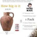 UPWOIGH 12in Tall Vintage Single Handle Terracotta Vase, Rustic Brown Ceramic Pottery Jug with Distressed Black Markings, Mediterranean Farmhouse Table or Mantel Decor, Antique Gift 1Pack