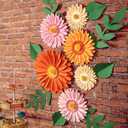 SUNBEAUTY Daisy Giant Paper Flowers Wall Decor 3D Large Flowers Bulletin Board Decoration Orange Yellow Artificial Flowers for Classroom Office Decor Spring Wedding Baby Shower Garden Party