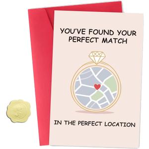 2 x Funny Wedding Card for Bride and Groom, Engagement Card with Map, Newly Weds, Bridal Shower Gifts