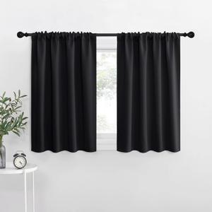 NICETOWN Halloween Short Curtains 36" Long, Black Out RV Bunk Panels, Kitchen Window Curtains Over Sink, Thermal Insulating Blackout Drapes/Draperies for Small Window (2 Panels, 42" Wide)