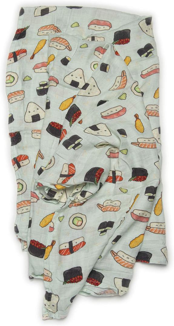 Loulou Lollipop Soft Baby Swaddle Blanket Muslin Wrap Receiving Blanket for Newborn to Toddler Girl and Boy, Large 47 by 47 - Sushi
