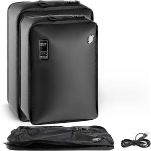 Travel Vacuum Bag(Built-in Electric Vacuum Pump), 28L Vacuum Bags for Travel, USB-C Powered, One-Touch Automatic Vacuum Suctions, IP67 Waterproof(28L+43L)