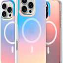 LONLI Hue - Magnetic Case for iPhone 16 Pro - [Compatible with Magsafe] - [360° Shock-Absorbent Bumper] - [Cute and Unique Phone Cover for Girls and Women] - Fluorescent Holographic Iridescent