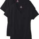 Hanes Women's Nano Premium Cotton V-Neck T-Shirt Pack (XX-Large, Black - 2 Pack)