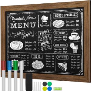 SHANTRA 30"x20" Large Chalkboard, Wooden-Framed Blackboard for Wall, Magnetic Chalkboard for School Office Home, Includes Chalk, Eraser & Hanging Hardware, Black 