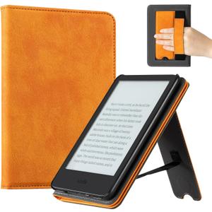 CoBak Case for 6" E-Reader - PU Leather Smart Cover with Auto Sleep/Wake & Hand Strap, not Compatible with Kobo Clara,Orange
