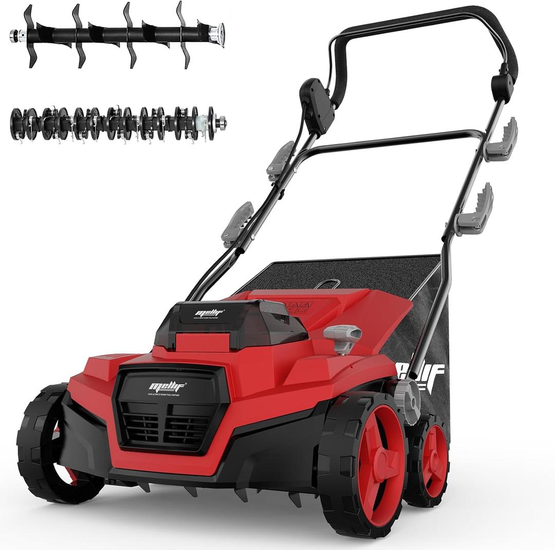 36V 15" Brushless Cordless Electric Dethatcher and Scarifier Compatible with Milwaukee 18V Battery(Tool Only), w/12Gal Thatch Collection Bag, 5-Depth Adjustment, Quick-Fold, Walk Behind for Lawn Care