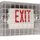 Shimeyao 2 Pcs Red Exit Sign Wire Guard Damage Cage with R-Type Wire Clips, Coated Steel Mesh Design for Commercial Use Indoor Outdoor, Easy Installation (Large Side Open,30.5" X 14")