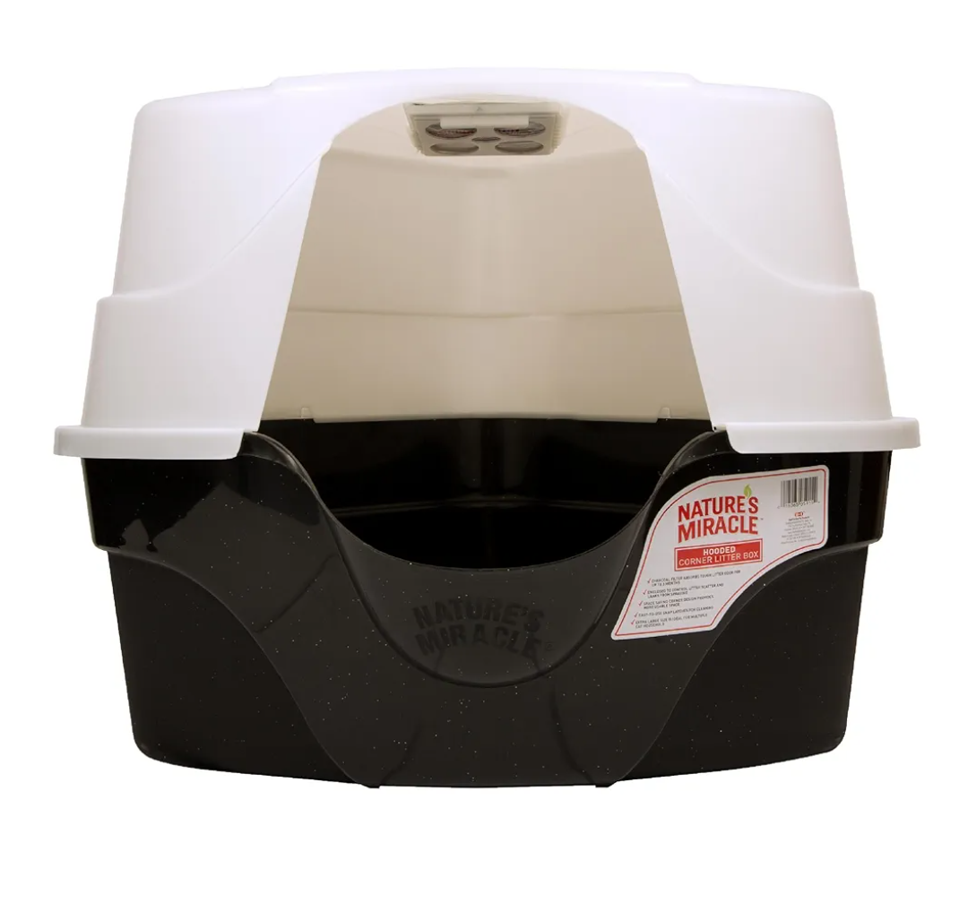 Nature’s Miracle Hooded Corner Litter Box, With Odor Control Charcoal Filter (P-5915)