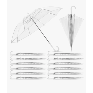 18Pack Clear Wedding Umbrellas Bulk Transparent Auto Open Stick Umbrellas Windproof Waterproof Large Canopy Umbrella with White J Hook Handle for Wedding Bride Groom Photography Golf Outdoor
300+ bought in past month