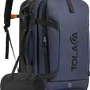 Tolaccea Travel Laptop Backpack, TSA Friendly Flight Approved Carry-on Business Rucksack Work Backpack with Extra Toiletry Bag, Dual Storage for 17.3" Laptop and 12.9" Tablet, 40-45L Expandable, Medium