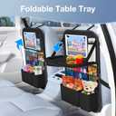 Car Backseat Organizer with table Tray, 9 Storage Pockets Backseat Car Organizer with Tablet Holder, Back seat Organizer for Kids Road Trip Essentials Travel (1Pack)