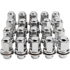 Set of 20, 14x1.5mm OEM Style Factory 1.80 Inch 7/8 22mm Hex Mag Washer Lug Nuts Compatible with Sequoia Landcruiser Tundra Lexus LX (Chrome)