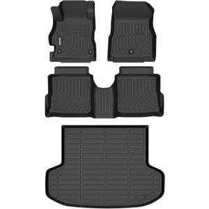 Binmotor-All Weather Car Floor Mats and Cargo Liner Set for Nissan Versa 2020-2025, 2 Rows with Cargo Mat Set, TPE Rubber Liners for Versa Accessories Mats Trunk Liner Mat-Black