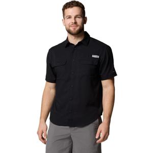 Columbia Mens PFG Backwater Short Sleeve Shirt, Black, Medium