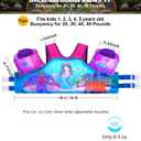 AEOCOO Puddle Float Jumper 20-30 Pounds, Toddler Swim Vest for 1-2 Years Old, Pool Floats with Swimming Arm Floaties Swim Jacket with Water Wings for Kids Swimmies, Boys, Girls, Mermaid