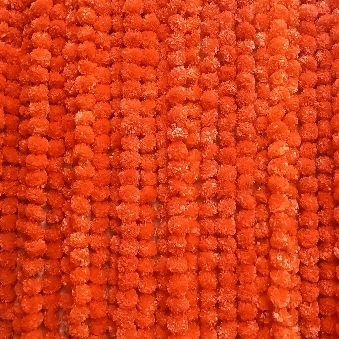 10 PC - 5 feet Marigold Garland |Indian/American Wedding Party Mantle Decoration, Faux Garlands Wedding Garland, Diwali Decoration, Spring Bush Floral! (Dark Orange)