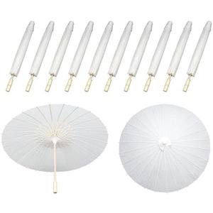 lukar Paper Umbrellas for Weddings White Parasol 10 Pcs 33 Inch Oiled Paper Umbrella Bulk White Parasol Umbrella for Wedding,Bridal Party Decor,DIY Painting,Cosplay