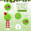 JULMELON 12 Pcs Lime Green Furry Christmas Ball Decor, 3.15 Inch Whimsical Christmas Tree Ornaments Balls with Santa hat Xmas Green Furry Ornaments Ball Hanging Tree Decorations for Home Party Decor